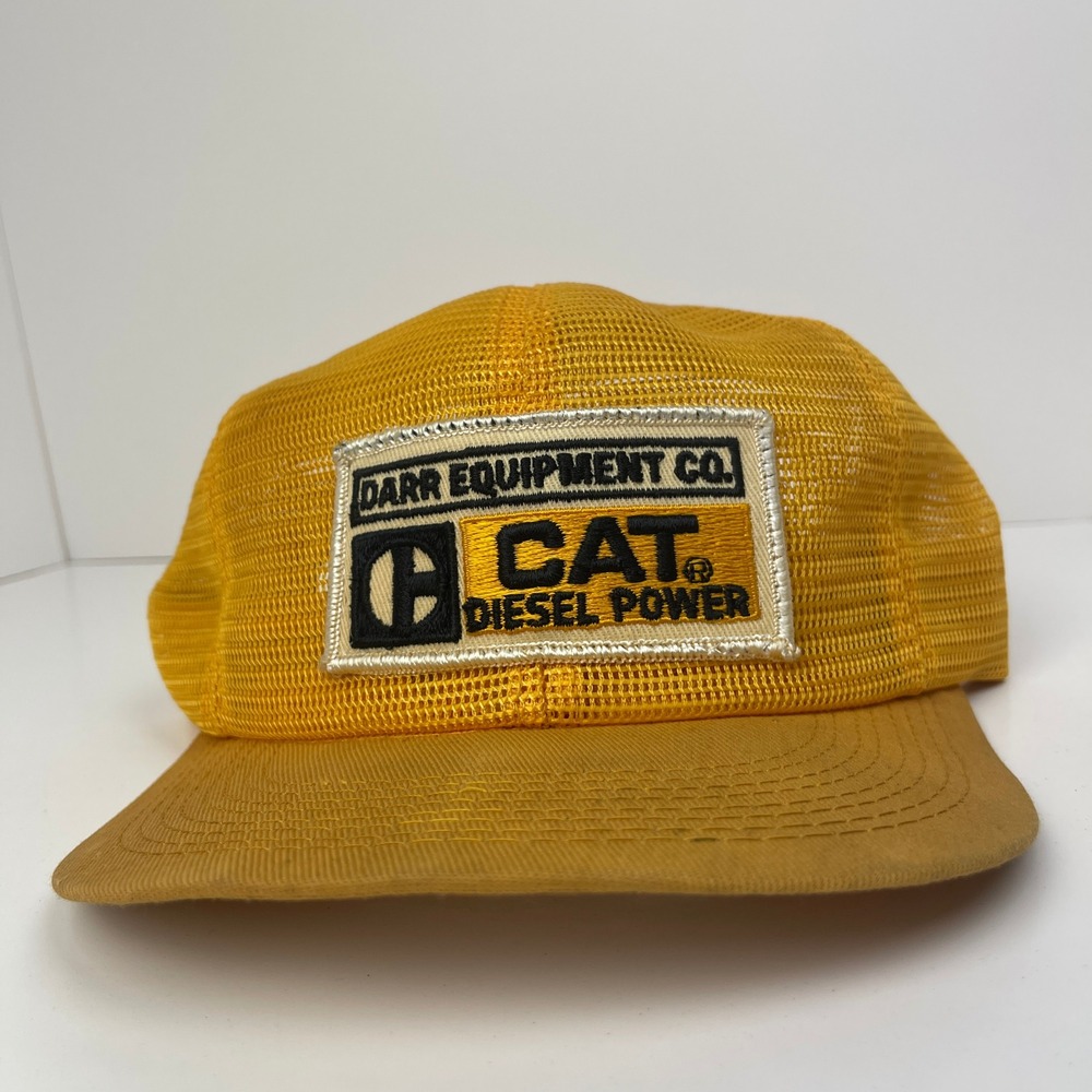 Vintage Darr‎ Equipment CAT Diesel Power Trucker Hat Snapback Caterpillar Yellow